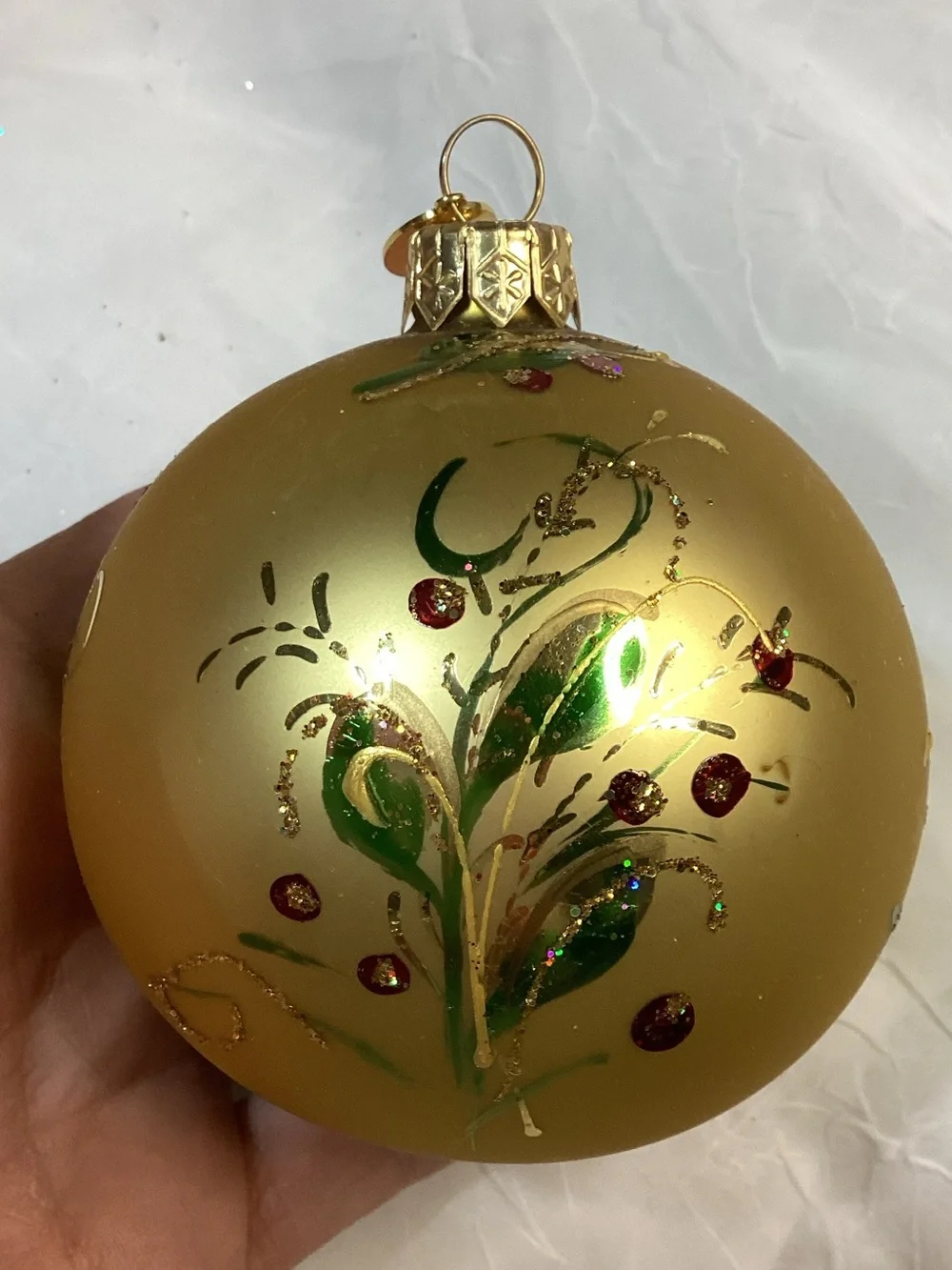 Demdaco Red & Gold Decorative Holiday Christmas Glass Ornament Set x3 Balls